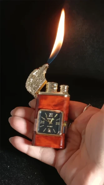 Maun Görünümlü Kartal Başlıklı Saat Fonksiyonlu Klasik Çakmak - Resim 2