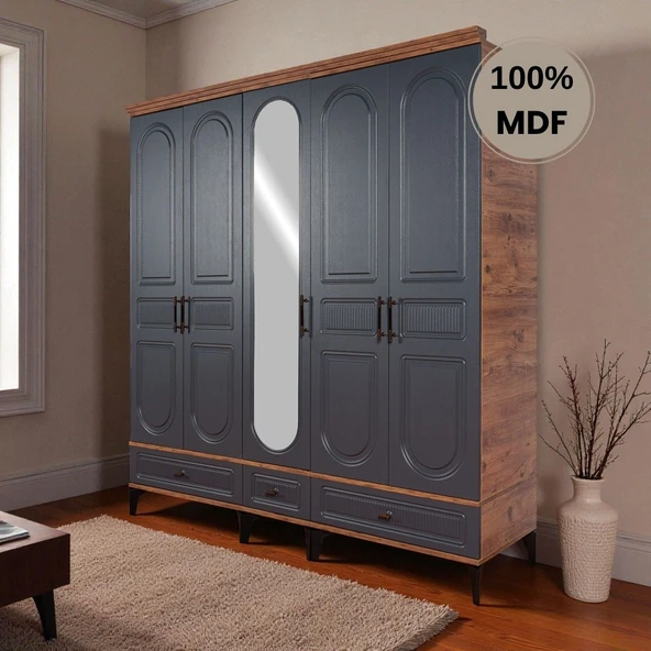 comiet Slope 5 kapaklı ayaklı tasarım country gardırop ürün görseli