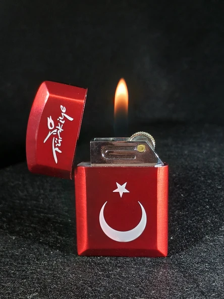 Türk Bayraklı Kırmızı Gazlı Çakmak - Resim 2