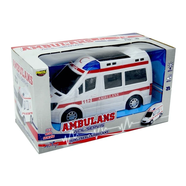 Pilli Sesli ışıklı  112 Ambulans Oyuncak - Resim 2