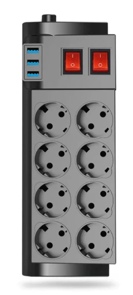 BayÇağrı Tech 8'li Termal Akım Korumalı Priz - Resim 2