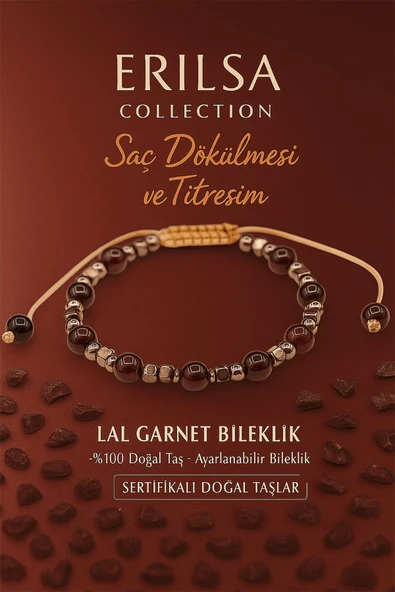 Sertifikalı Saç Dökülmesi Destek ve Kan Akışı Güçlendirme Bilekliği - Lal Garnet ve Terahertz Taşı ürün görseli