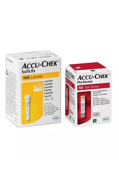 Accu Chek Performa Strip 50'Li + Softclix Lancet 100'Lü (SKT:12/2026) ürün görseli 1