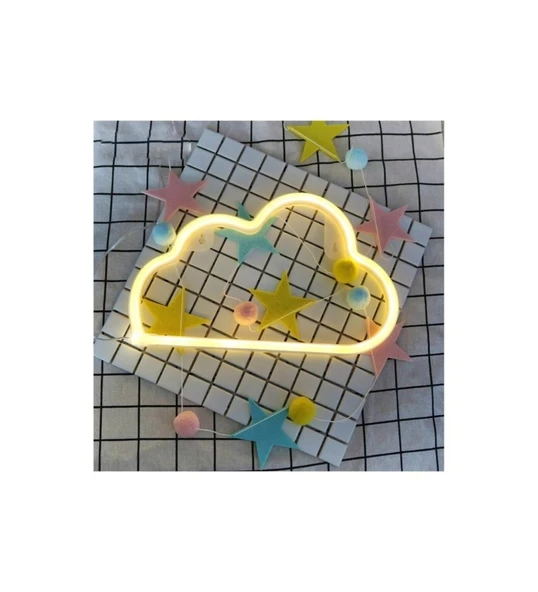 Sevgiliye Eşe Dekoratif Led Sarı Bulut Neon Led Masaüstü Neon Dekoratif Gece Lambası ürün görseli 1