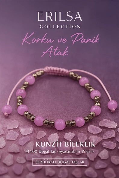 Sertifikalı Anksiyete Korku ve Panik Atak Bilekliği – Kunzit ve Terahertz– 6 mm ürün görseli