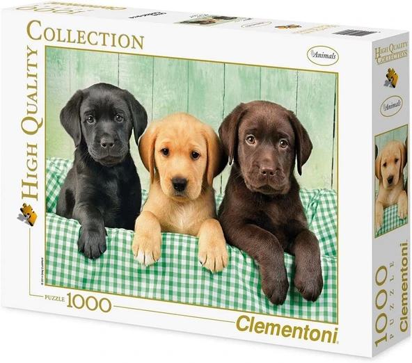 Clementoni - 1000 Parça HQ Collection Yetişkin Puzzle - Üç Labrador - Resim 3