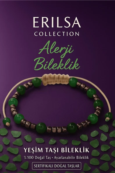 Sertifikalı Alerji ve Enerji Terapisi Bilekliği - Yeşim ve Terahertz Taşı 6mm ürün görseli