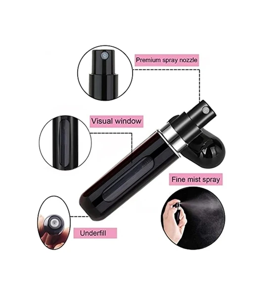 Taşınabilir Mini Doldurulabilir 5 Adet Parfüm Şişesi Atomizer Parfüm Şişeleri Boş Küçük HDH75 - Resim 3