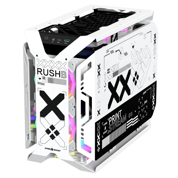 Hyper Rocket X-ERA Print Stream M-ATX RGB Open Frame Gaming Oyuncu Kasası ürün görseli 1