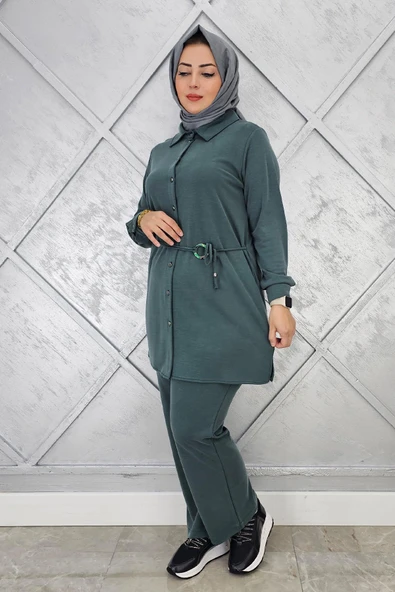 KADIN BELİ KEMER DETAYLI TESETTÜR TAKIM - Resim 6