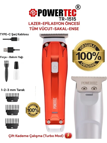 Powertec TR-1515 Tıraş Makinesi Sakal-Ense-Vücut-Lazer-Epilasyon Öncesi Tüm Vücut ürün görseli
