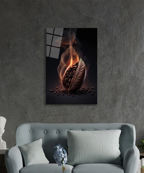 Kahve Çekirdeği Cam Tablo, Ev ve Ofis Duvar Dekoru, Hediyelik Büyük Temperli 4 mm Cam Tablo - Resim 10