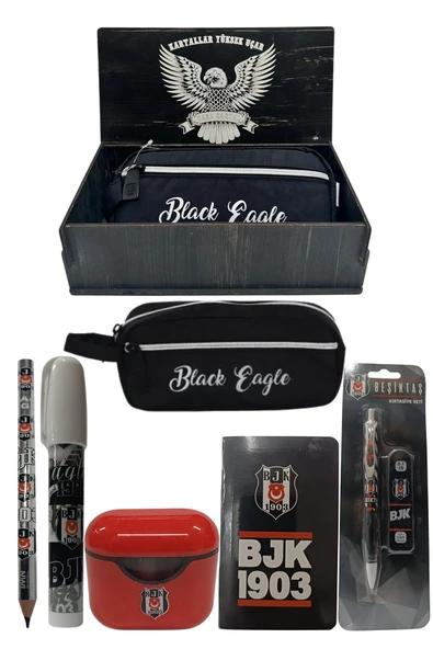 Beşiktaş Orjinal Lisanslı Beyaz Air Kalemtraş Ahşap Kutulu 6'lı Kırtasiye Seti - Resim 10