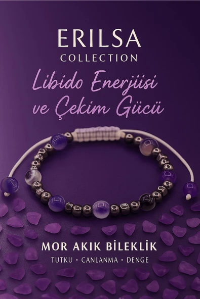 Sertifikalı Libido Enerjisi Artırma  Çekim Gücü Bilekliği - Mor Akik ve Terahertz 6 mm Doğal Taş ürün görseli