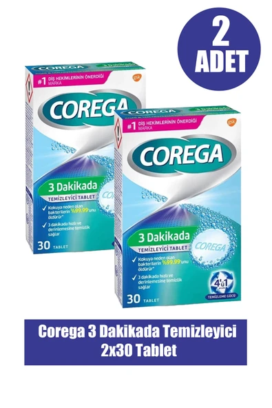 Corega 3 Dakikada Temizleyici 30 Tablet 2 Adet ürün görseli