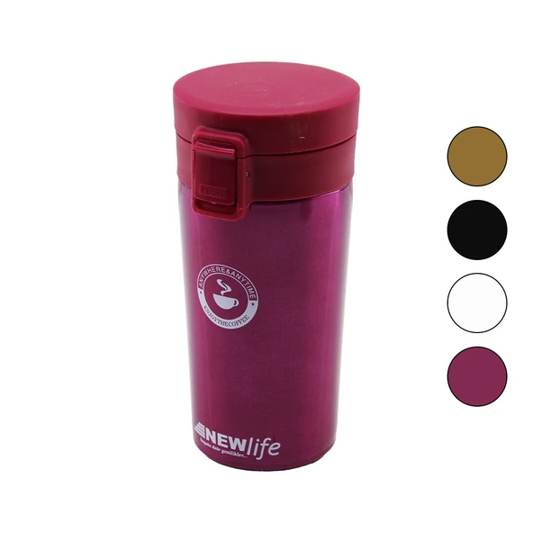 ÇELİK=18-8 METAL TERMOS KUPA BARDAK 300ML FİLTRELİ KULPSUZ BAS-AÇ KİLİTLİ KAPAK (5284) ürün görseli