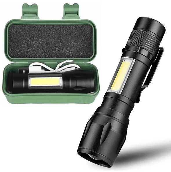 2 Adet Ultra Güçlü Usb Şarjlı El Feneri Orijinal Çok Kullanışlı Pratik Kamp Avcılık Polis Feneri ürün görseli 1