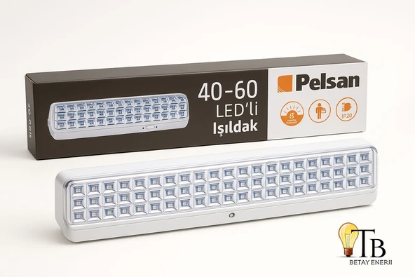 Pelsan 40 60 LED’li Şarjlı Işıldak  8 Saat Kesintisiz Işık Taşınabilir Acil Durum Lambası  IP20 ürün görseli
