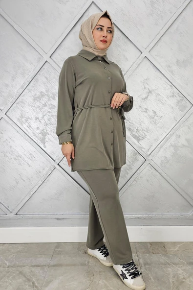 KADIN BELİ KEMER DETAYLI TESETTÜR TAKIM - Resim 2