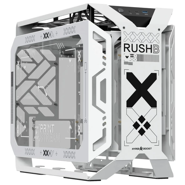 Hyper Rocket X-ERA Print Stream M-ATX RGB Open Frame Gaming Oyuncu Kasası - Resim 3