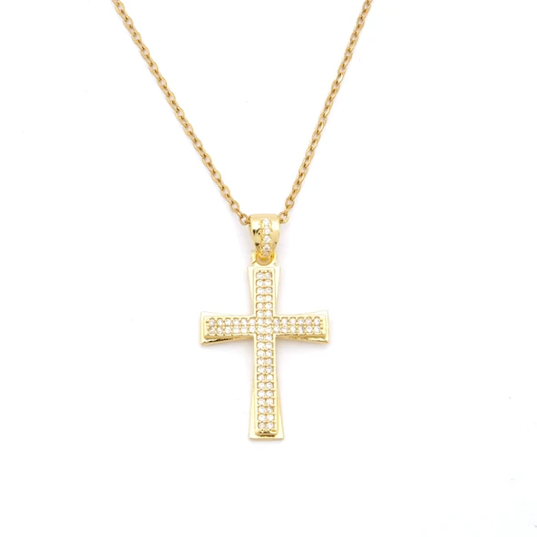 Çelik Kolye Kadın Altın Kaplama Haç Model KLY-630 ürün görseli