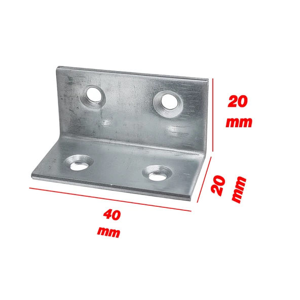 (25 ADET) Metal Köşebent 40x20x20 mm L Demiri Gönye Mobilya Dolap Duvar Sabitleme Bağlantı Aparatı - Resim 3