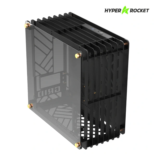 Hyper Rocket GRID M-ATX M-ITX Gaming Open Frame Siyah Oyuncu Kasası - Resim 2