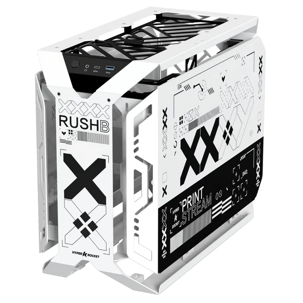 Hyper Rocket X-ERA Print Stream M-ATX RGB Open Frame Gaming Oyuncu Kasası - Resim 4