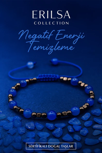 Sertifikalı Negatif Enerji Temizleme Bilekliği – Mavi Akik ve Terahertz – 6 mm ürün görseli