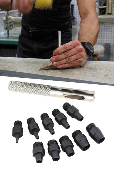 El Tipi Vurma Delgeç Zımba  Çanta, Kemer, Ayakkabı, Kumaş, Karton ve Deri (2’li Set) - Resim 3