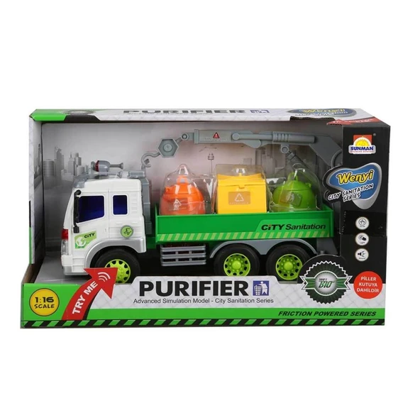 13078 SUN-YFN 1:16 GERİ DÖNÜŞÜM KAMYONLARI  IŞIKLI ürün görseli