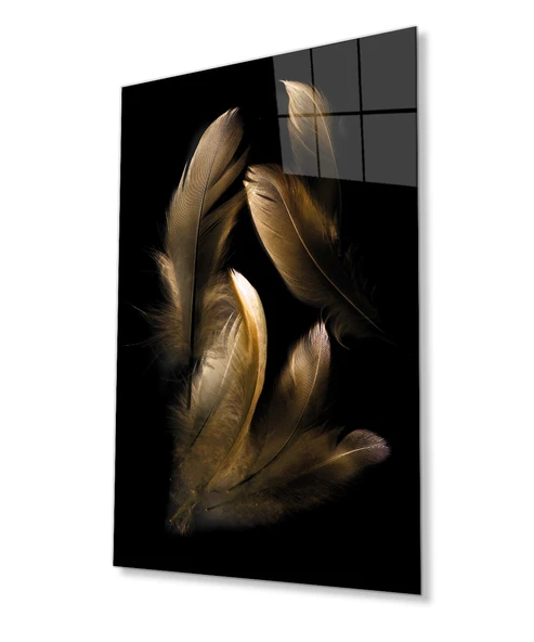 Kahverengi Tüy Cam Tablo, Ev ve Ofis Duvar Dekoru, Hediyelik Büyük Temperli 4 mm Cam Tablo ürün görseli