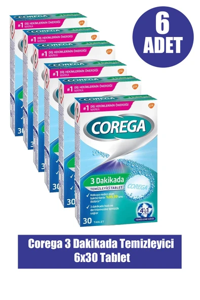 Corega 3 Dakikada Temizleyici 30 Tablet 6 Adet ürün görseli 1