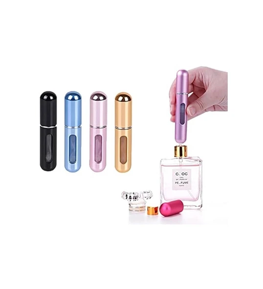Taşınabilir Mini Doldurulabilir 4 Adet Parfüm Şişesi Atomizer Parfüm Şişeleri Boş Küçük HDH75 - Resim 4