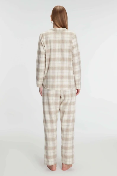 MDB MdbShop Pamuklu Uzun Kol Gömlek Pantolon Pijama Takımı - Resim 3