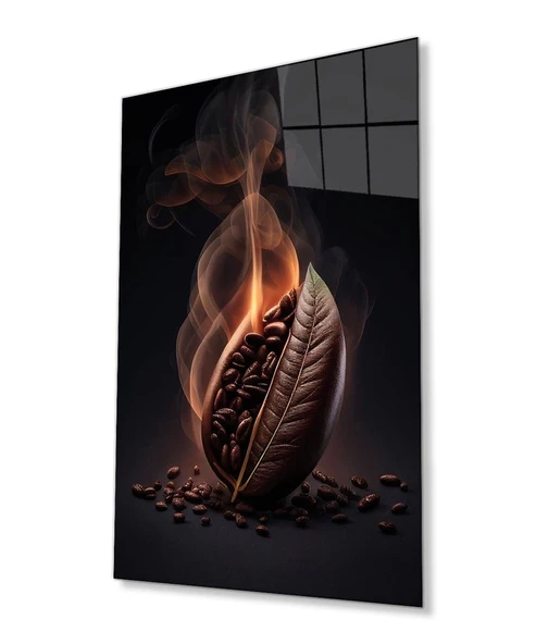 Kahve Çekirdeği Cam Tablo, Ev ve Ofis Duvar Dekoru, Hediyelik Büyük Temperli 4 mm Cam Tablo - Resim 11