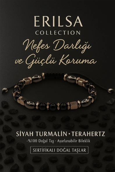 Sertifikalı Nefes Darligi ve Astım Bilekliği - Siyah Turmalin ve Terahertz Dogal Tas 6 mm ürün görseli