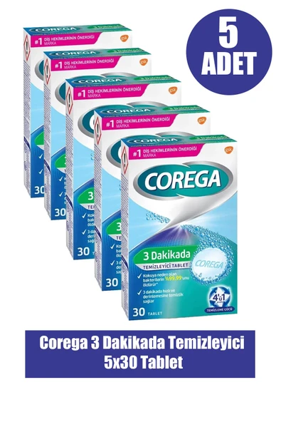Corega 3 Dakikada Temizleyici 30 Tablet 5 Adet - Resim 2