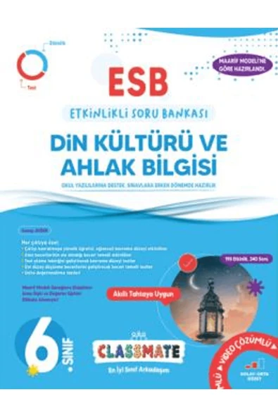 6. Sınıf Classmate Din Kültürü ve Ahlak Bilgisi Etkinlikli Soru Bankası / 9786259545035 ürün görseli 1