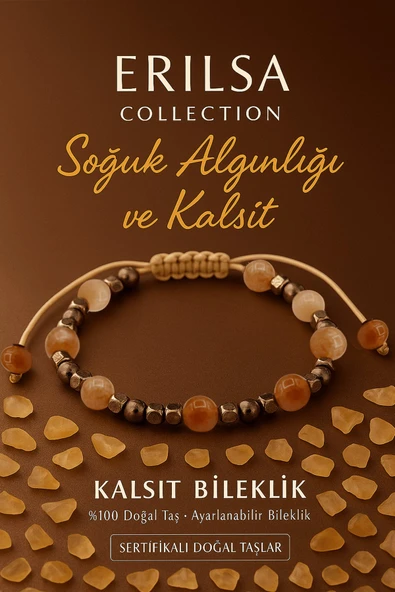 Sertifikalı Soguk Algınlığı ve Bağışıklık Destek Kalsit Bileklik - Bal Kalsit ve Terahertz Taşı ürün görseli