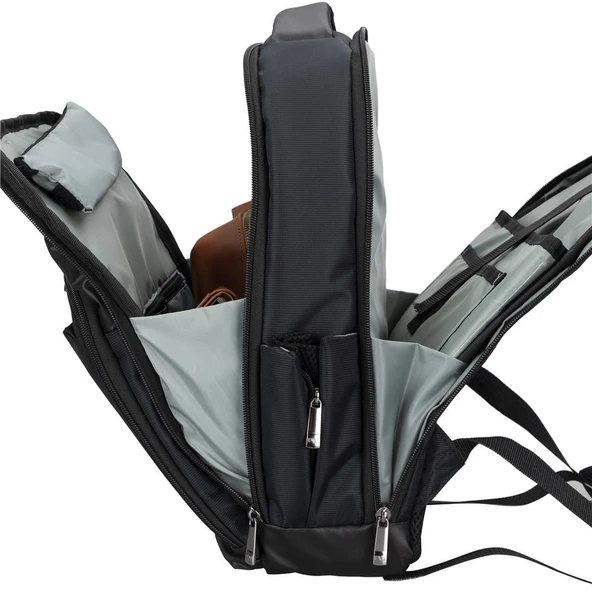 Plm Livorno-Usb 17 Siyah Notebook Sırt Çantası - Resim 2