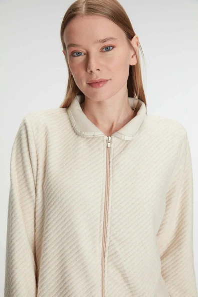 MDB MdbShop Fermuarlı Uzun Kol Sweatshirt Pantolon Takım Viskon ve Pamuklu Pijama Takımı - Resim 6