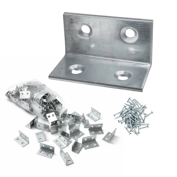(25 ADET) Metal Köşebent 40x20x20 mm L Demiri Gönye Mobilya Dolap Duvar Sabitleme Bağlantı Aparatı ürün görseli