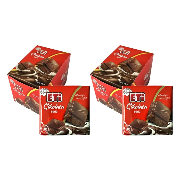 Eti Çikolata Sütlü Kare 60 gr x 20 Adet ürün görseli 1