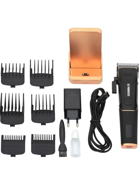 Powertec TR-5400 Saç Sakal & Günlük Tıraş & Ense Çizim Profesyonel Berber Tıraş Makinesi 3'lü set - Resim 2
