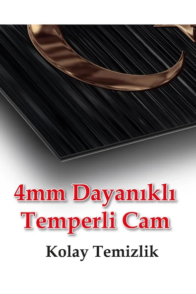 Türk Bayrağı Cam Tablo Bakır Renk Modern Ev Ofis Salon Kurum Hediyelik Tablo - Resim 5