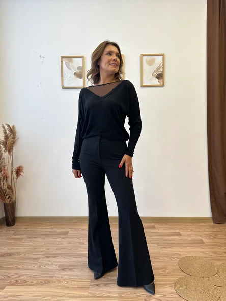 İspanyol Paça Krep Pantolon ürün görseli 1