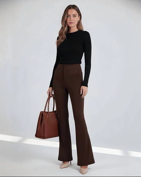 İspanyol Paça Krep Pantolon - Resim 10