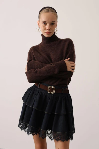 Dantelli Mini Jean Etek ürün görseli 1