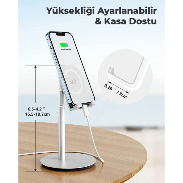 Bix Saıjı S1 Plus Masa Için Cep Telefonu & Tablet Standı, Ayarlanabilir Yükseklik Açısı, Iphone, Ipad, Samsung Vb. Tüm 4''-11''ekranlar Için Uyumludur. - Resim 2